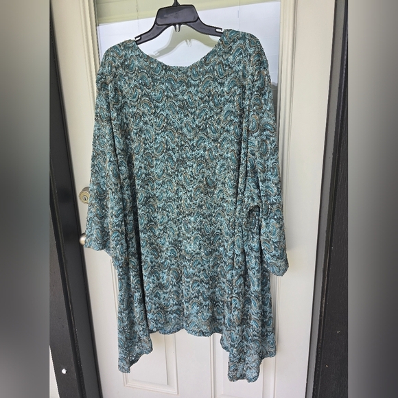 Catherines Tunic Lace Top 5X Plus Embroidered Lined Women New Teal - Picture 12 of 13